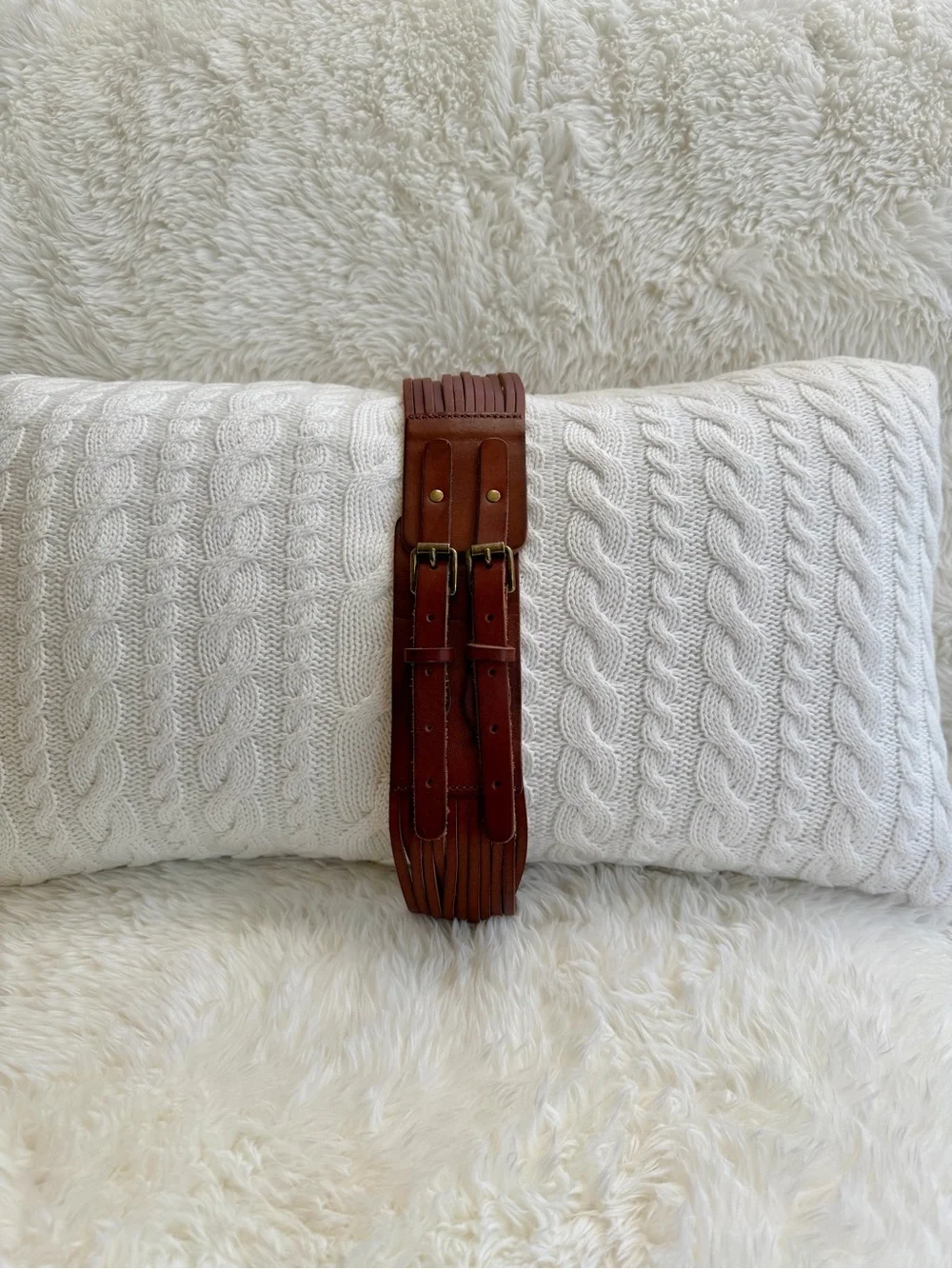 J Crew Brown Multi-Strap Leather Waist Belt in Size M - Picture 3 of 3